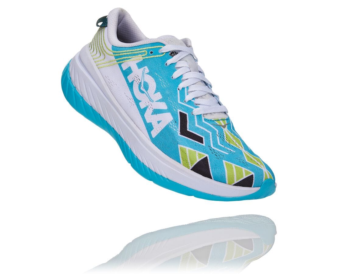 Hoka One One All Gender Ironman Kona Carbon X Philippines - Mens Road Running Shoes - Blue / White |